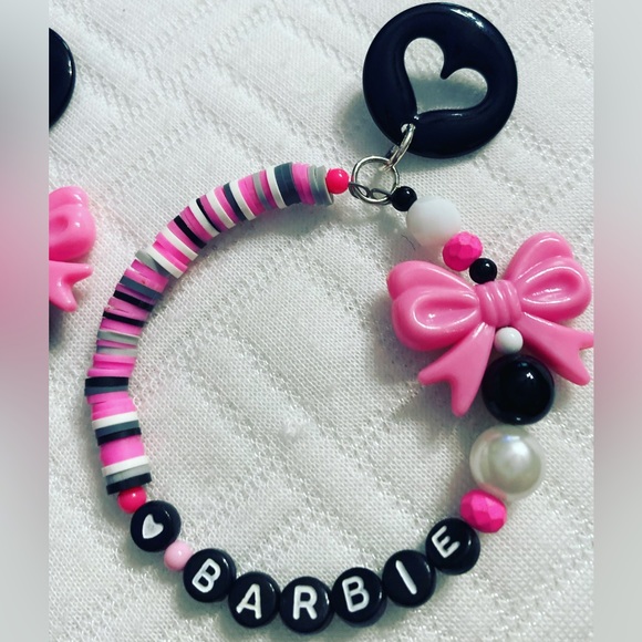 Barbie pink black heart Ken love  hoop rose black pink glam earrings school babe - Picture 3 of 3